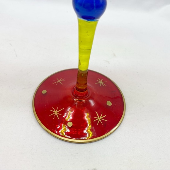 Vintage Pier One Martini Glasses Festive Red Star Dot Pattern Set of 2 - Picture 3 of 5